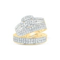 thumbnail image 1 of 14kt Yellow Gold His Hers Round Diamond Cluster Matching Wedding Set 1-3/4 Cttw, 1 of 1
