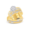 thumbnail image 1 of 14kt Yellow Gold His Hers Round Diamond Cluster Matching Wedding Set 3/4 Cttw, 1 of 5