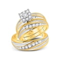 thumbnail image 1 of 14kt Yellow Gold His Hers Round Diamond Cluster Matching Wedding Set 5/8 Cttw, 1 of 3