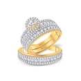 thumbnail image 1 of 14kt Yellow Gold His Hers Round Diamond Halo Matching Wedding Set 2 Cttw, 1 of 1