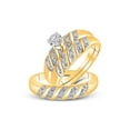 thumbnail image 1 of 14kt Yellow Gold His Hers Round Diamond Solitaire Matching Wedding Set 1/20 Cttw, 1 of 1