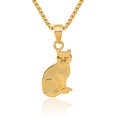 thumbnail image 1 of 14K Solid Yellow Gold I Love Heart My Cat Reverse Necklace Chain Pendant Charm with chain 20inch, 1 of 8