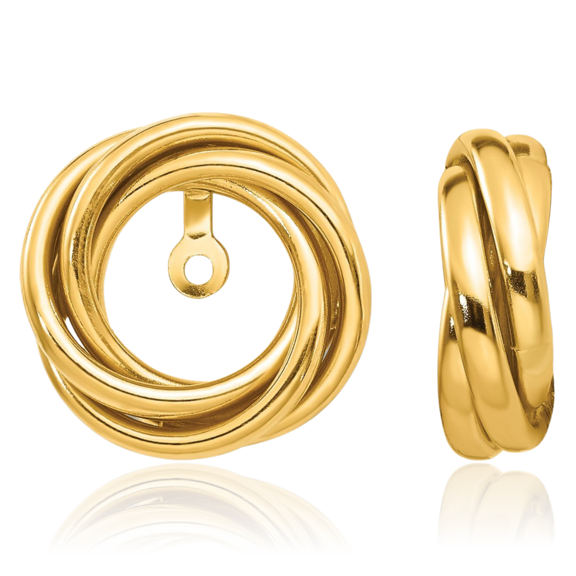 14K Solid Yellow Gold Love Knot Earring Jackets for Studs