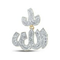 thumbnail image 1 of 14kt Yellow Gold Mens Baguette Diamond Allah Charm Pendant 1 Cttw, 1 of 1
