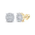 thumbnail image 1 of 14kt Yellow Gold Mens Baguette Diamond Cluster Earrings 5/8 Cttw, 1 of 1