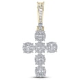 thumbnail image 1 of 14kt Yellow Gold Mens Baguette Diamond Cross Charm Pendant 1-3/4 Cttw, 1 of 1