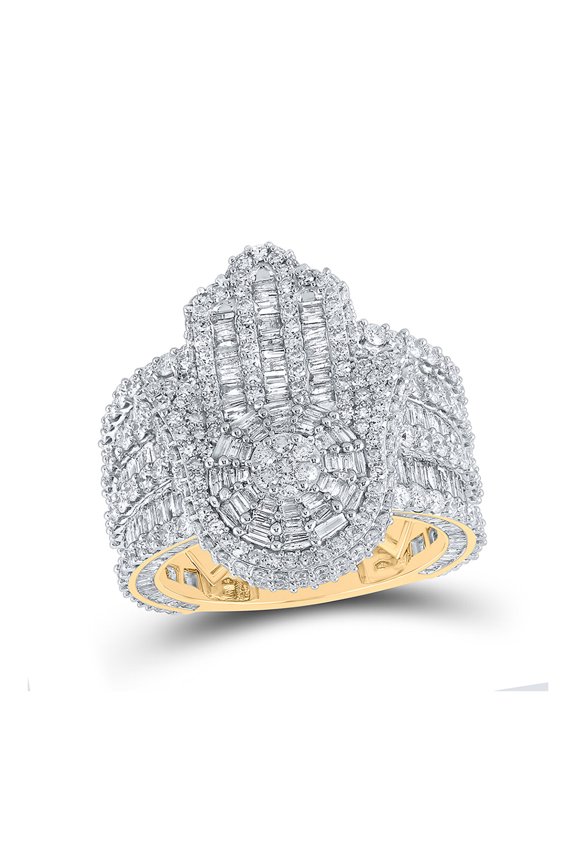 14kt Yellow Gold Mens Baguette Diamond Hamsa Ring 6-5/8 Cttw