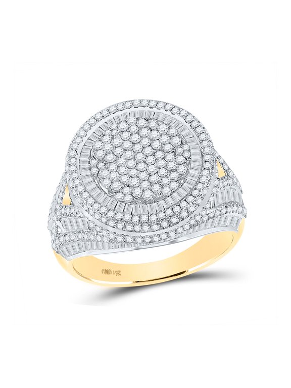 14kt Yellow Gold Mens Baguette Diamond Pinky Circle Ring 3-3/4 Cttw