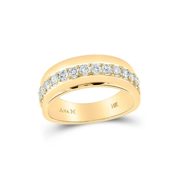 14kt Yellow Gold Mens Machine Set Round Diamond Wedding Band Ring 3/4 Cttw