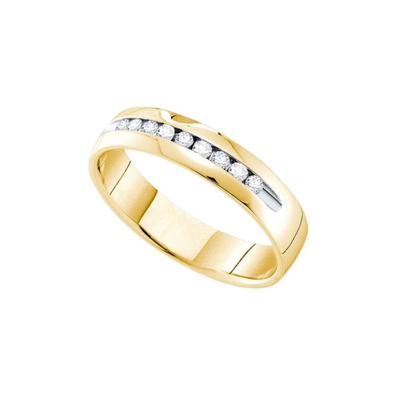 14kt Yellow Gold Mens Round Channel-set Diamond Single Row Wedding Band Ring 1/4 Cttw