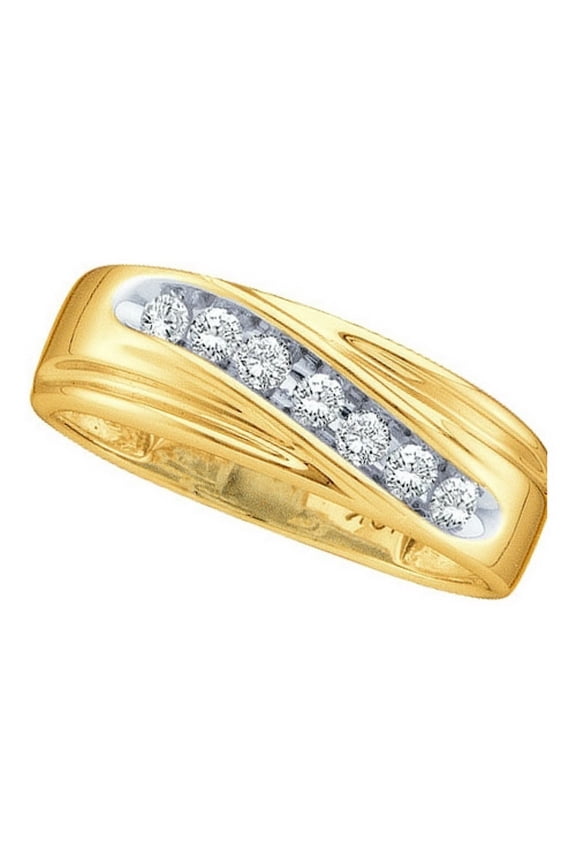 14kt Yellow Gold Mens Round Channel-set Diamond Wedding Anniversary Band Ring 1/4 Cttw