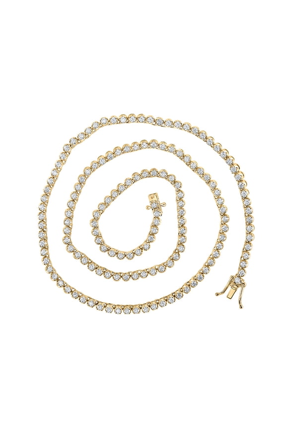 14kt Yellow Gold Mens Round Diamond 18-inch Tennis Chain Necklace 4-5/8 Cttw