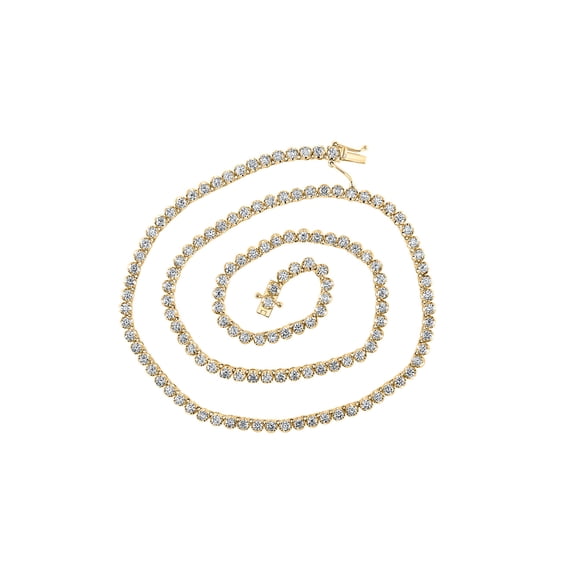 14kt Yellow Gold Mens Round Diamond 18-inch Tennis Chain Necklace 6-7/8 Cttw