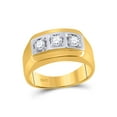 thumbnail image 1 of 14kt Yellow Gold Mens Round Diamond 3-stone Fashion Band Ring 1/2 Cttw, 1 of 1