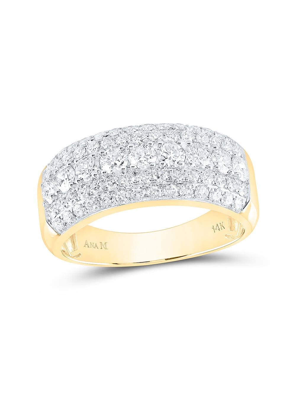 GOLD TIME 14kt Yellow Gold Mens Round Diamond Band Ring 2 Cttw