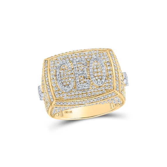 14kt Yellow Gold Mens Round Diamond CEO Ring 2-7/8 Cttw