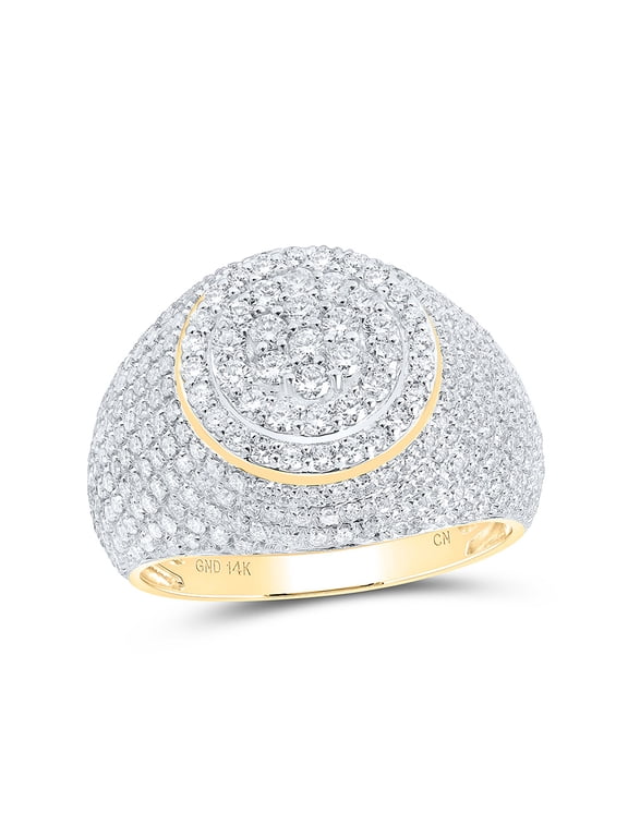 14kt Yellow Gold Mens Round Diamond Circle Cluster Ring 2 Cttw