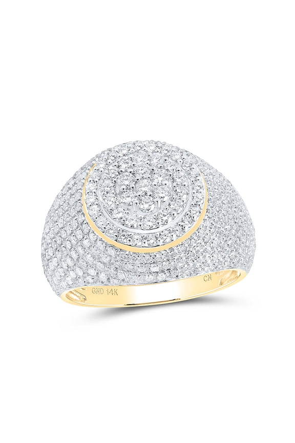 14kt Yellow Gold Mens Round Diamond Circle Cluster Ring 2 Cttw