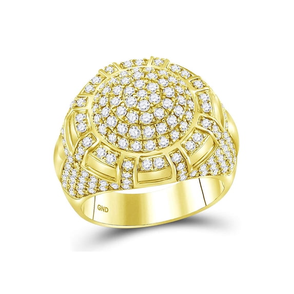 14kt Yellow Gold Mens Round Diamond Cluster Ring 3 Cttw