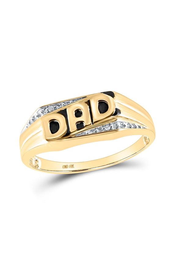 14kt Yellow Gold Mens Round Diamond Dad Father Ring .01 Cttw