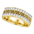 thumbnail image 1 of 14kt Yellow Gold Mens Round Diamond Double Row Grecco Greek Key Wedding Band 1.00 Cttw, 1 of 1