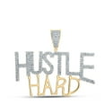 thumbnail image 1 of 14kt Yellow Gold Mens Round Diamond Hustle Hard Charm Pendant 1 Cttw, 1 of 1