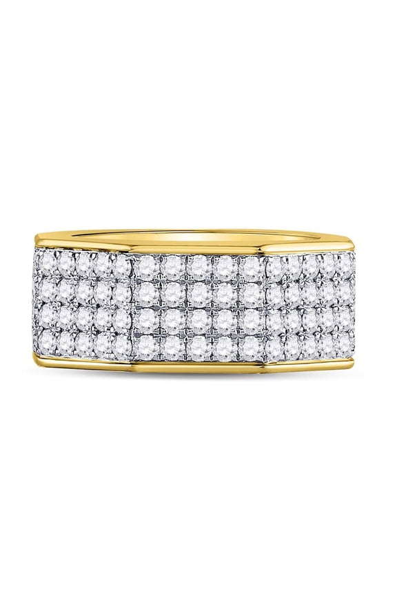 14kt Yellow Gold Mens Round Diamond Octagon Nut Band Ring 2-3/4 Cttw