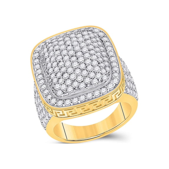 14kt Yellow Gold Mens Round Diamond Pillow Cluster Ring 5 Cttw