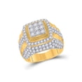 thumbnail image 1 of 14kt Yellow Gold Mens Round Diamond Ribbed Square Cluster Ring 5 Cttw, 1 of 4