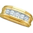 thumbnail image 1 of 14kt Yellow Gold Mens Round Diamond Ridged Wedding Band Ring 1/2 Cttw, 1 of 1