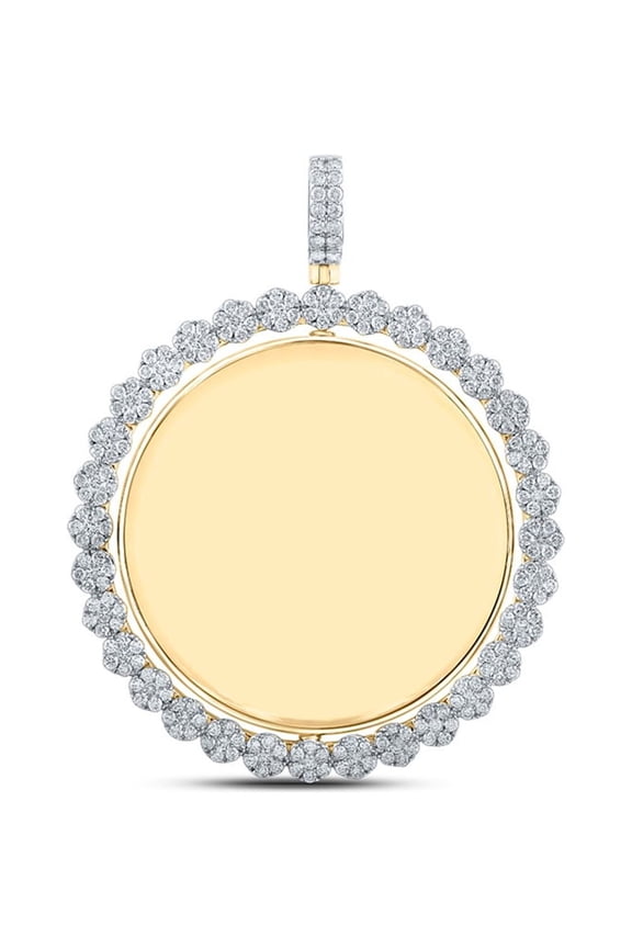 14kt Yellow Gold Mens Round Diamond Spin Circle Charm Pendant 4-5/8 Cttw