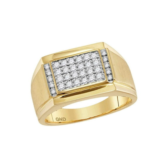 14kt Yellow Gold Mens Round Diamond Square Cluster Ring 3/8 Cttw