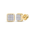 thumbnail image 1 of 14kt Yellow Gold Mens Round Diamond Square Earrings 1/3 Cttw, 1 of 1