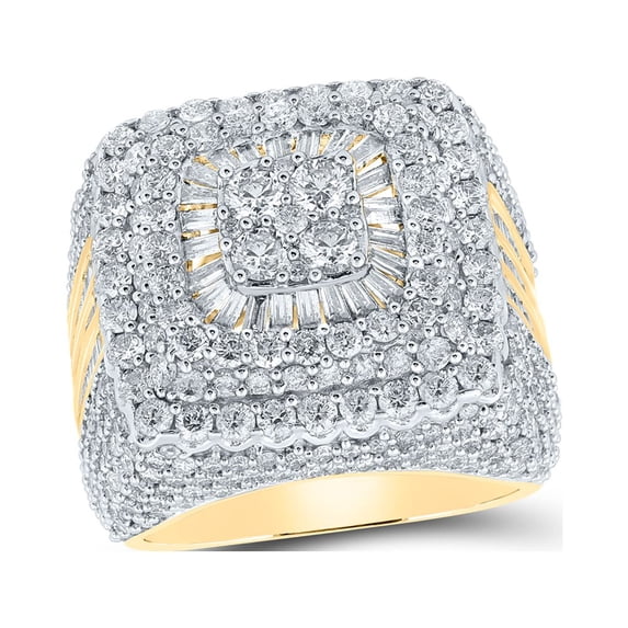 14kt Yellow Gold Mens Round Diamond Square Ring 6-5/8 Cttw