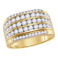 thumbnail image 1 of 14kt Yellow Gold Mens Round Diamond Striped Wedding Anniversary Band Ring 2-1/3 Cttw, 1 of 1