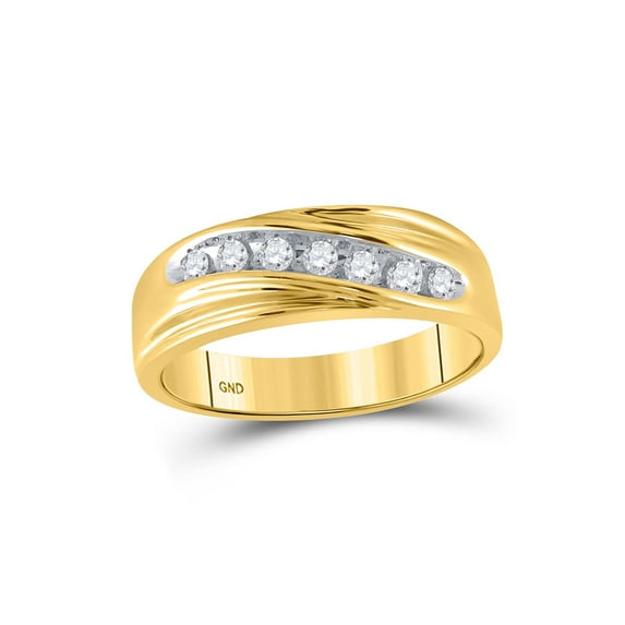 14kt Yellow Gold Mens Round Diamond Wedding Band Ring 1/4 Cttw