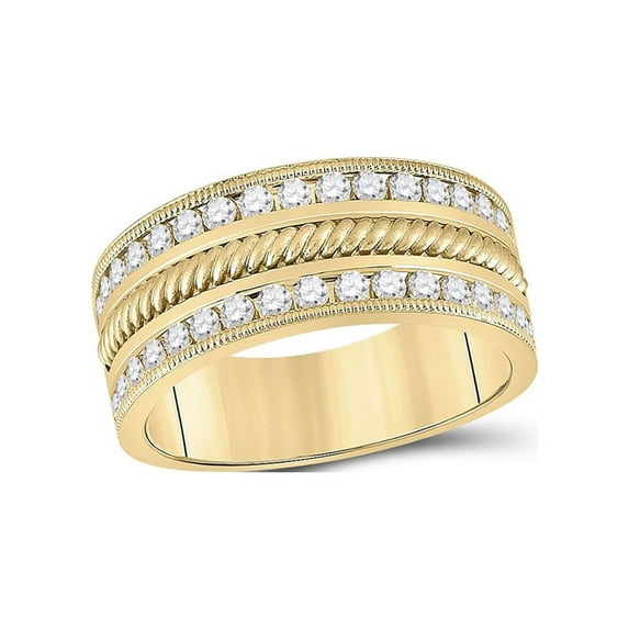 14kt Yellow Gold Mens Round Diamond Wedding Rope Band Ring 1 Cttw