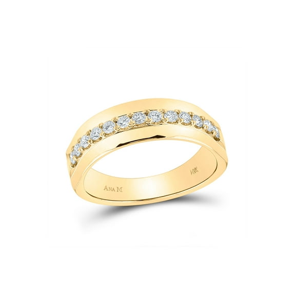 14kt Yellow Gold Mens Round Diamond Wedding Single Row Band Ring 1/2 Cttw
