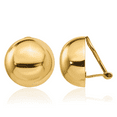 thumbnail image 1 of 14K Solid Yellow Gold Omega Clip 16mm Half Ball Non Pierced On Stud Earrings, 1 of 10