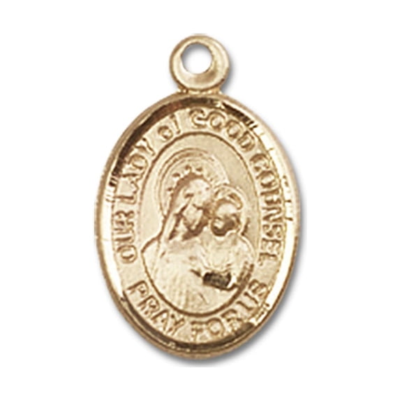 14kt Yellow Gold Our Lady of Good Counsel Medal 1/2 x 1/4 inches