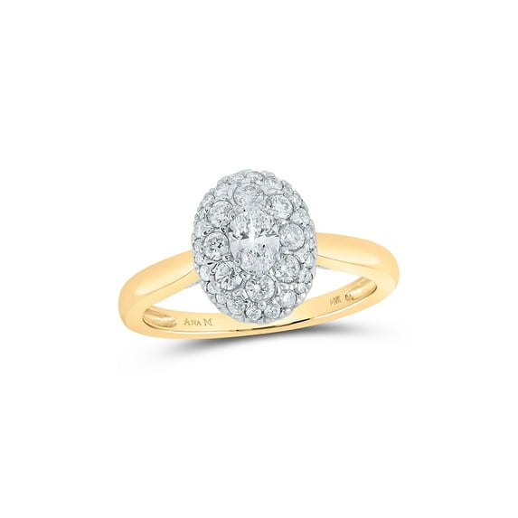 14kt Yellow Gold Oval Diamond Halo Bridal Wedding Engagement Ring 3/4 Cttw