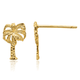 thumbnail image 1 of 14K Solid Yellow Gold Palm Tree Studs Summer Beach Earrings, 1 of 10