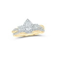 thumbnail image 1 of 14kt Yellow Gold Pear Diamond Halo Bridal Wedding Ring Band Set 3/4 Cttw, 1 of 1