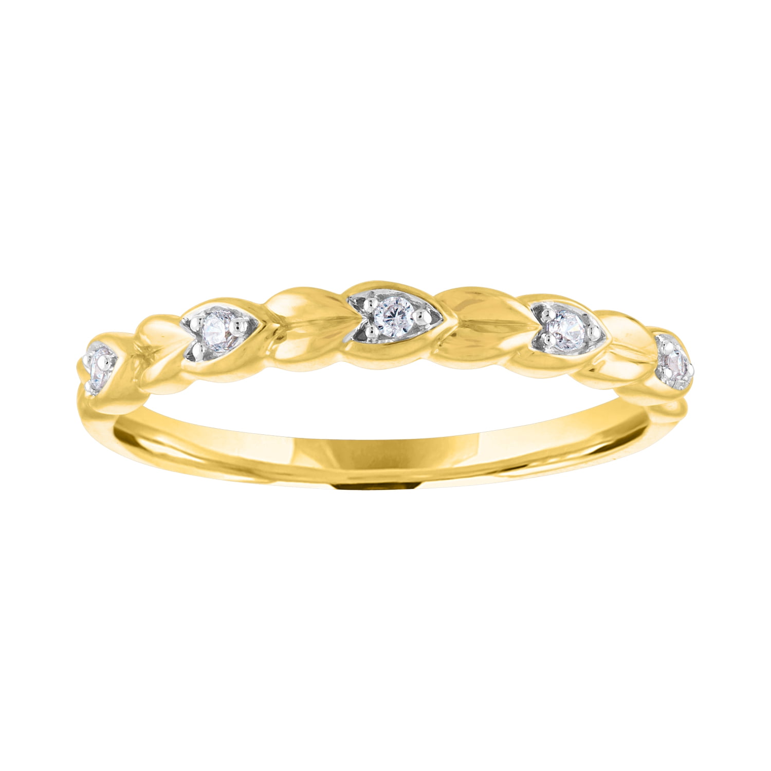 14kt Yellow Gold Plated Diamond Accent Stackable Heart Ring
