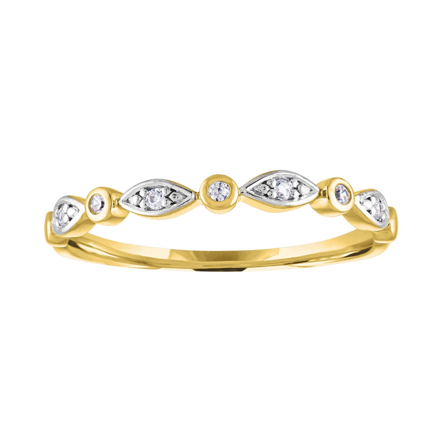 14kt Yellow Gold Plated Genuine Diamond Accent Stackable Ring