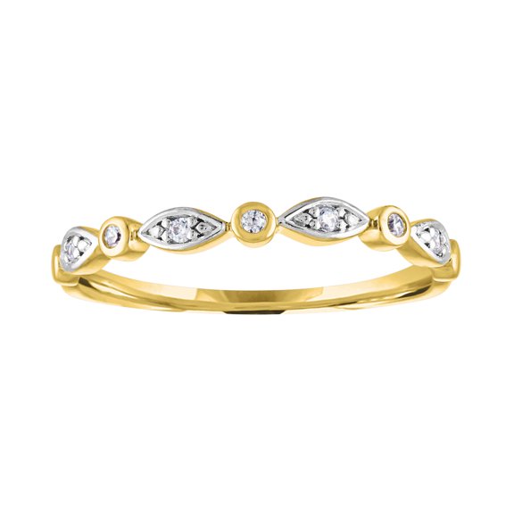 14kt Yellow Gold Plated Genuine Diamond Accent Stackable Ring