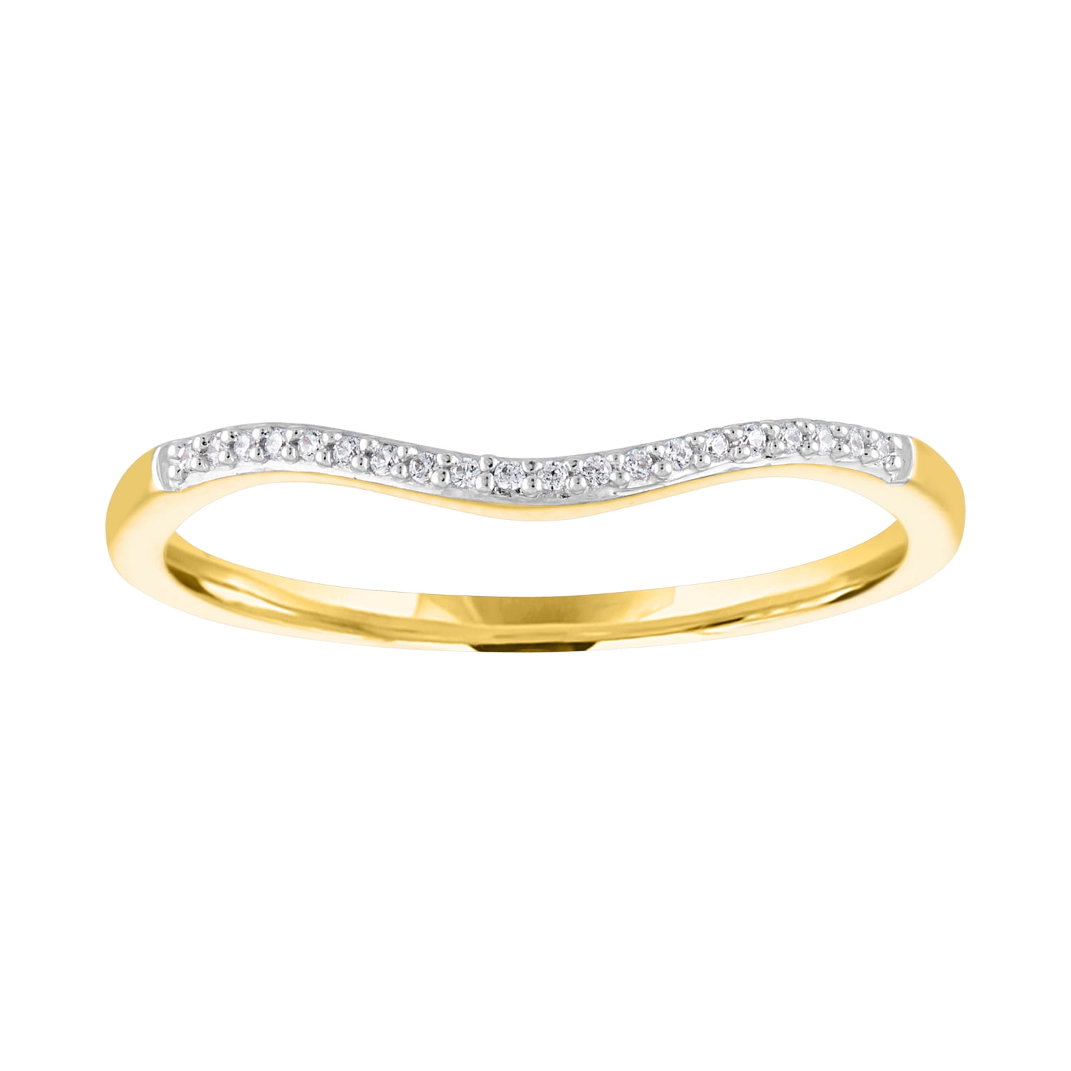 14kt Yellow Gold Plated Genuine Diamond Accent Stackable Ring