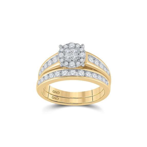 14kt Yellow Gold Princess Diamond Bridal Wedding Ring Band Set 1 Cttw