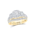 thumbnail image 1 of 14kt Yellow Gold Princess Diamond Halo Bridal Wedding Ring Band Set 1-1/2 Cttw, 1 of 1