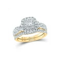 thumbnail image 1 of 14kt Yellow Gold Princess Diamond Halo Bridal Wedding Ring Band Set 1-1/4 Cttw, 1 of 1